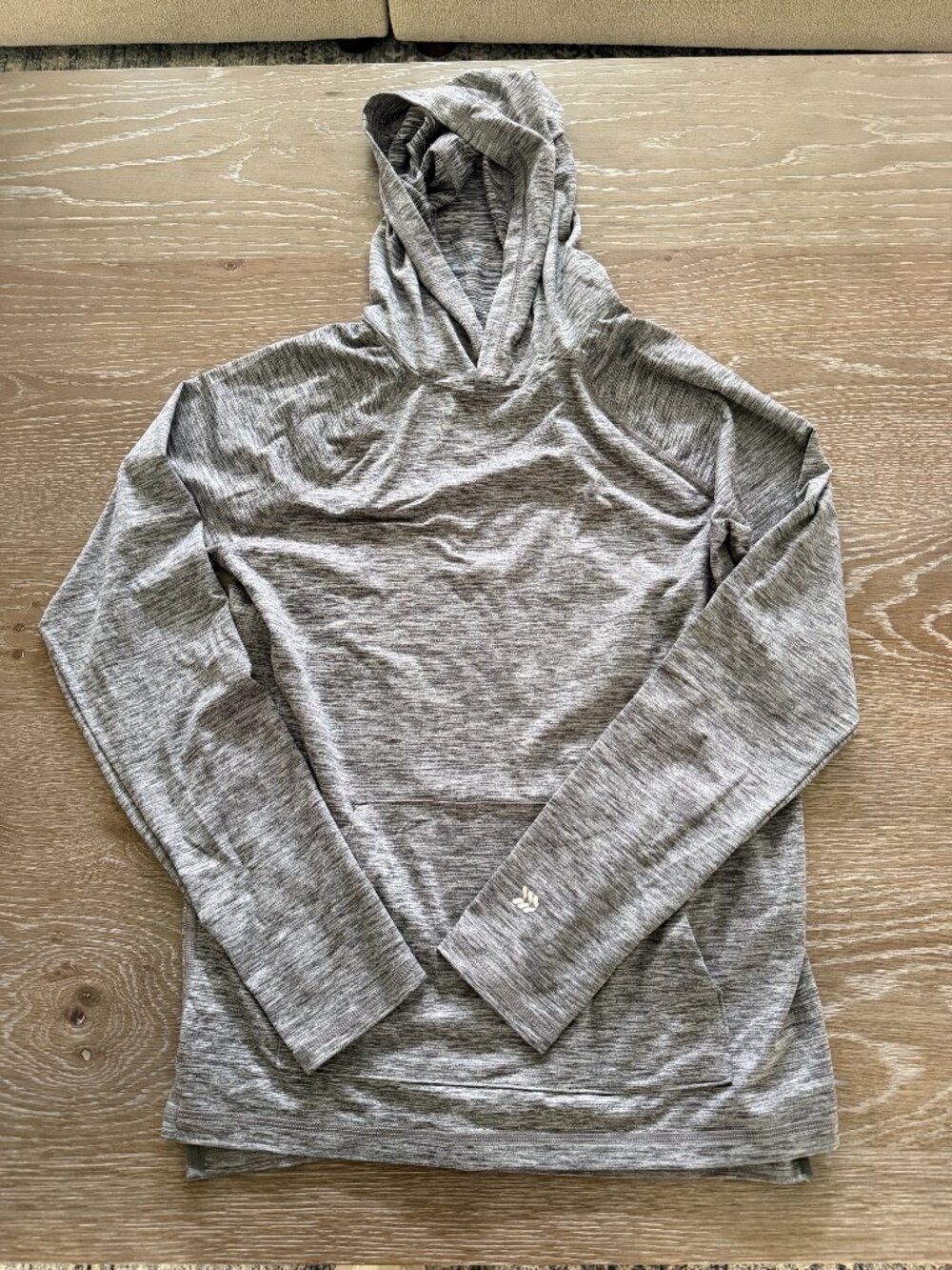 Boys All in Motion gray marled long sleeve hoodie shirt thumb holes size L 12/14